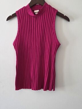 A New Day Pink Ribbed Mock Neck Tank Top Size M
